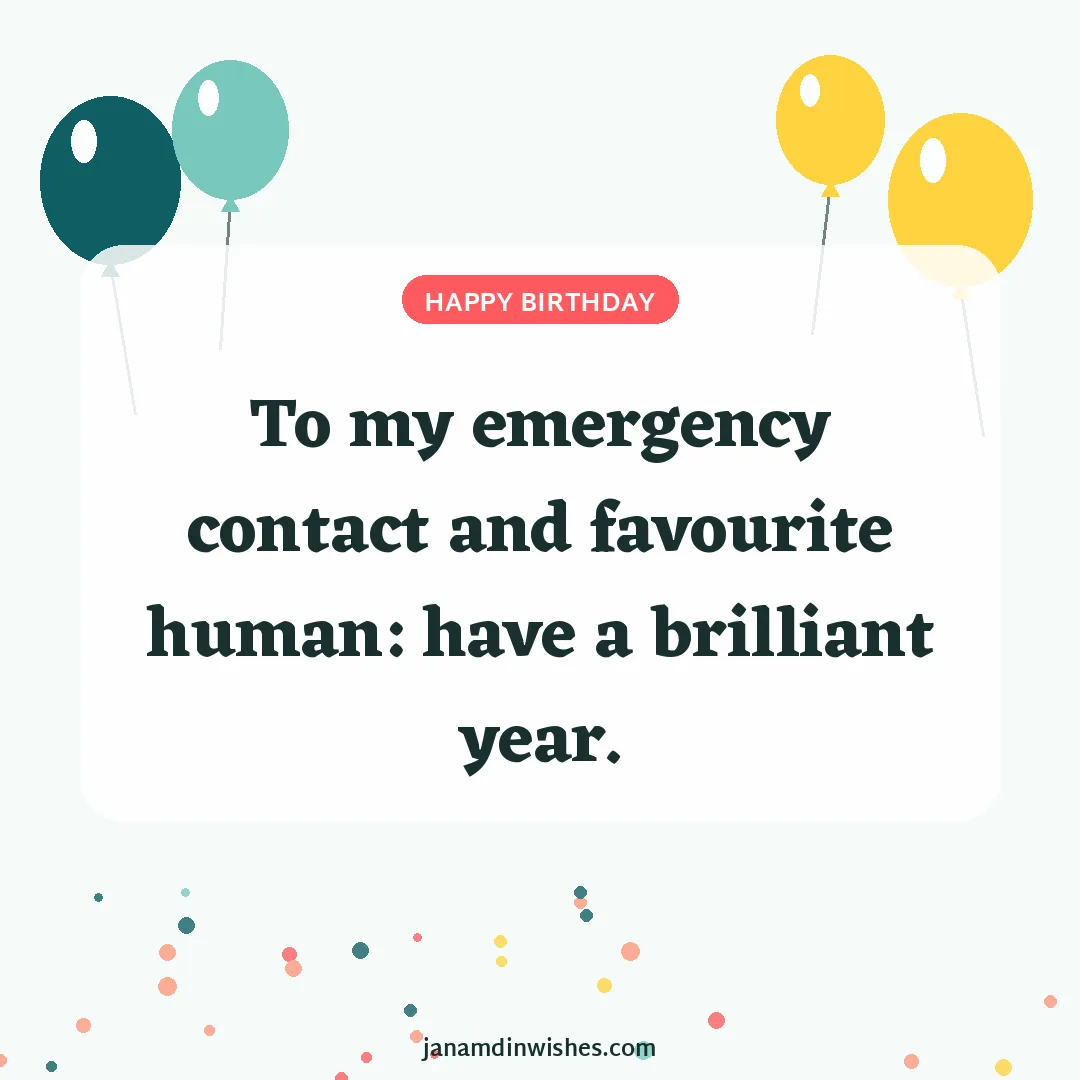 Birthday wish image for best friend: To my emergency contact and favourite human: have a brilliant year.