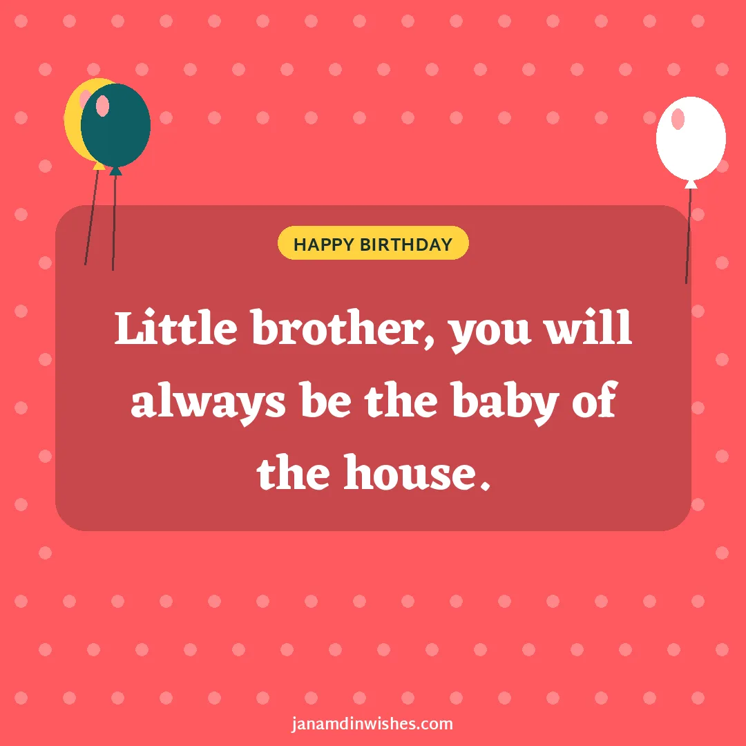 Birthday wish image for brother: Little brother, you will always be the baby of the house.