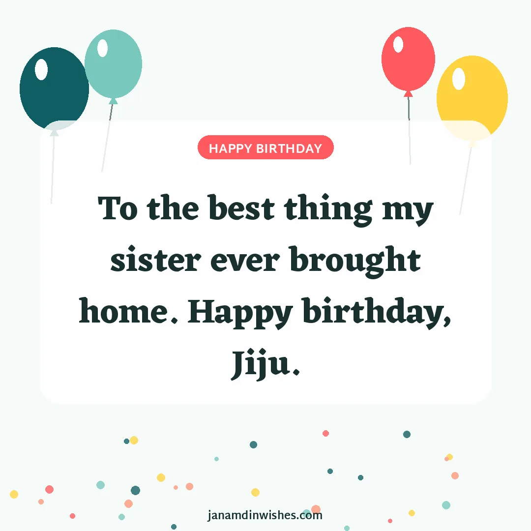 Birthday wish image for jiju: To the best thing my sister ever brought home. Happy birthday, Jiju.