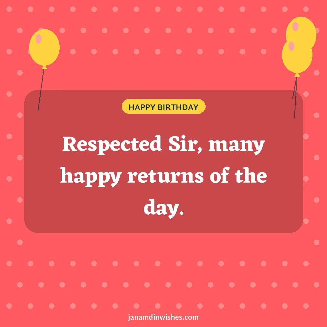 Birthday wish image for teacher: Respected Sir, many happy returns of the day.