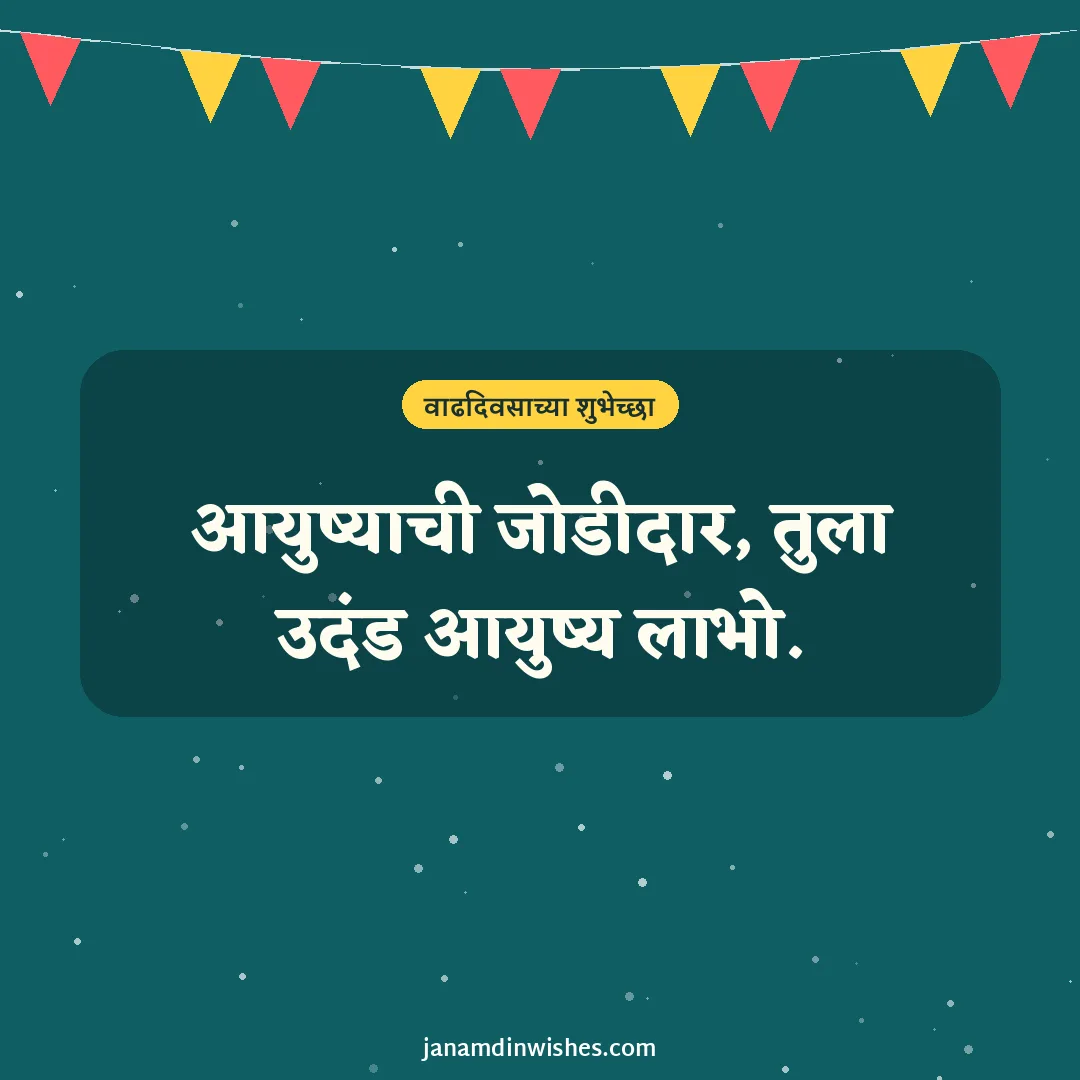Birthday wish image for wife: आयुष्याची जोडीदार, तुला उदंड आयुष्य लाभो.