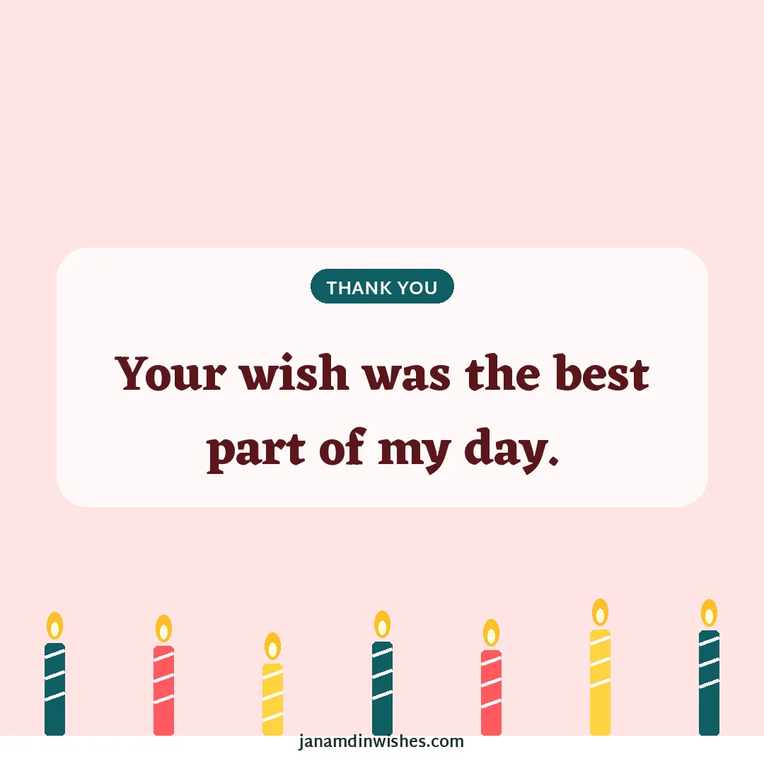 Thank you for birthday wishes image: Your wish was the best part of my day.