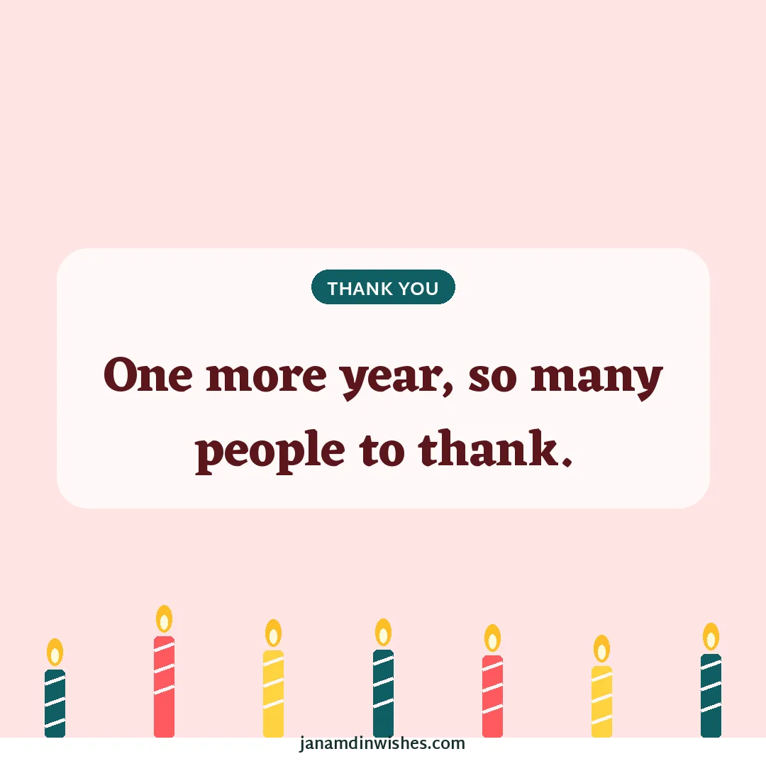 Thank you for birthday wishes image: One more year, so many people to thank.